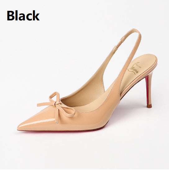 Women's High Heels Low-cut Pointed-toe Shoes Black 8cm - D&A