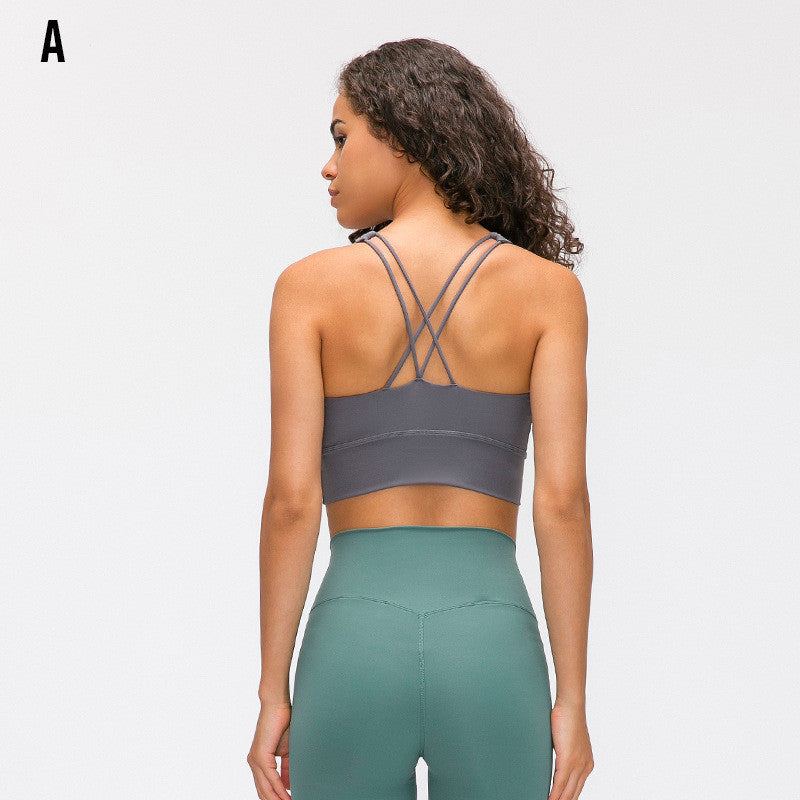 Sports bra fitness shockproof running bra without steel ring Grey - D&A