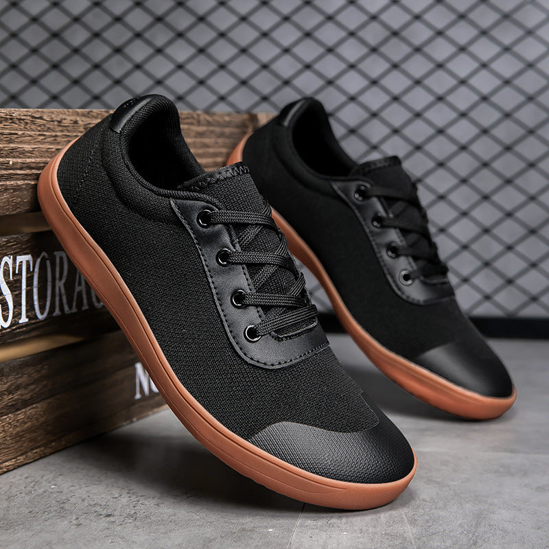 Breathable Shoes Men's Large Size Loose-palm Wide Last Shoes Breathable Non-slip Black Oxen - D&A