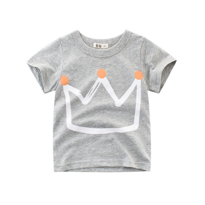 Summer New Boys' Short Sleeve T-shirt Children's T-shirt Grey - D&A
