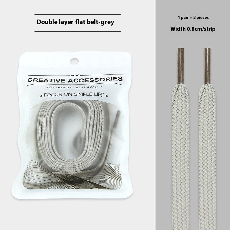 White Shoes Colorful Bandlet Shoelaces Gray - D&A