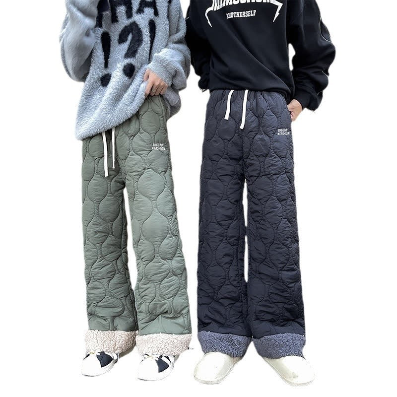 Winter Cotton-padded Waterproof Patchwork Lambskin Cotton Pants - D&A