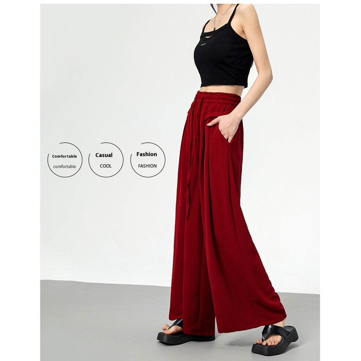 Texture Ice Silk Wide-leg Pants - D&A