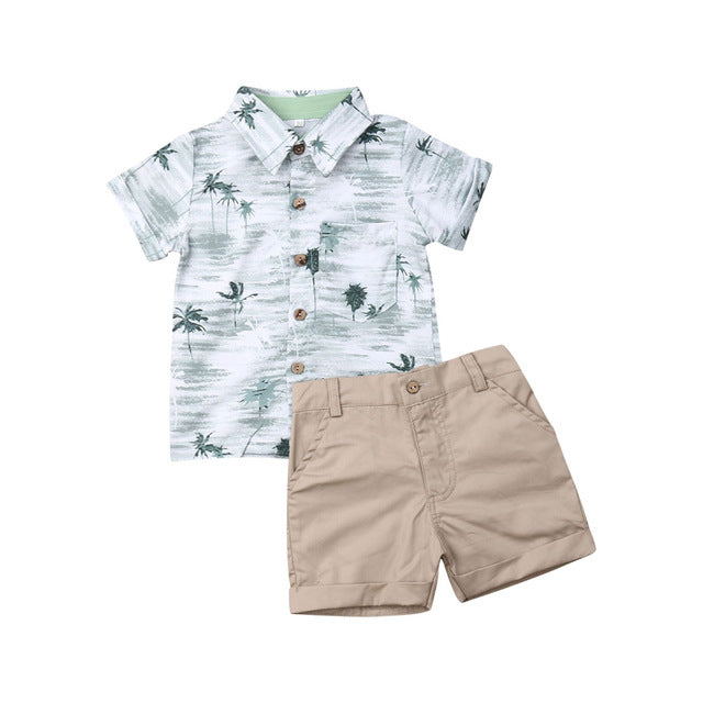 Summer boy T-shirt Shorts Kids Sets Beige - D&A
