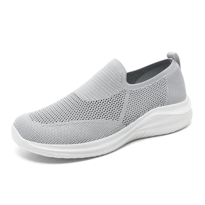 Mesh Flying Woven Breathable Loafers Comfortable All-match Shoes Light Gray - D&A