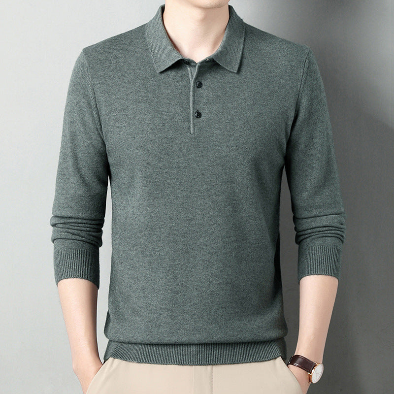Winter Wool Lapel Long Sleeve Men Pea Green - D&A