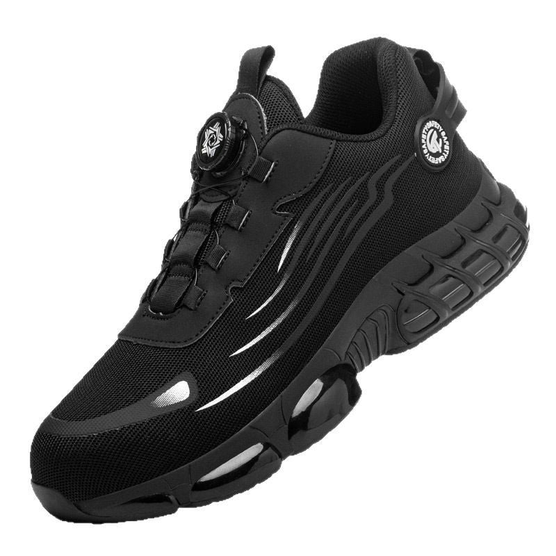 Men's Wear-resistant Workwear Breathable Fly Woven Shoes Black3518 - D&A