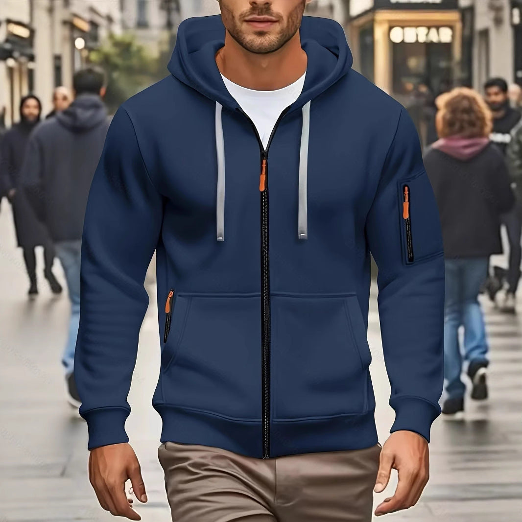 Zipper Hooded Sweatshirt Men's Sports Casual Cardigan Coat - D&A