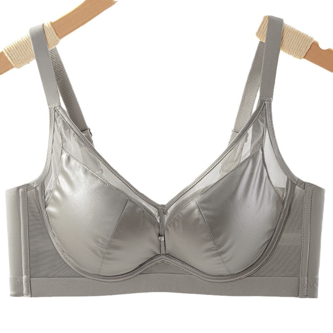 Satin Mesh Bra Medium-weight Cup Wireless Backless Bra - D&A