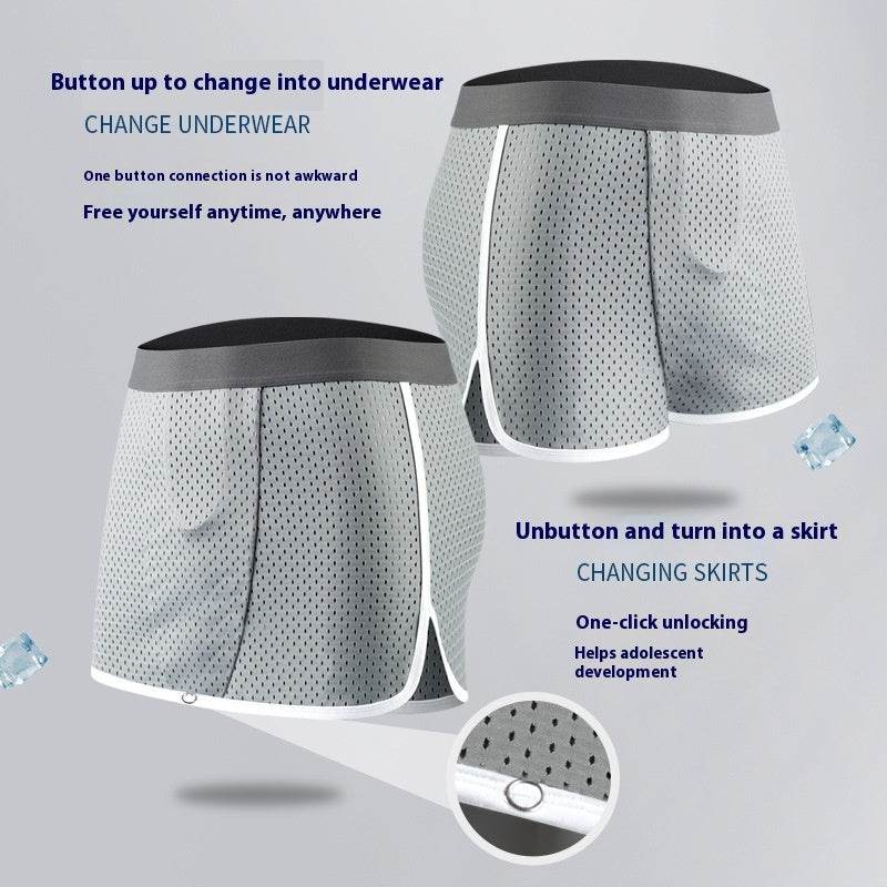 Men's Summer Ice Silk Bare Sleeping Unbound U-shaped Culottes - D&A