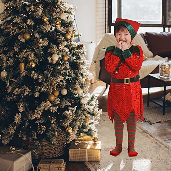 Christmas Kids Clothes Cute Sequin Elf Costumes - D&A