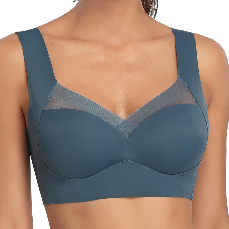 Plus Size Thin Bra Accessory Breast Push Up Bra Dark Green - D&A