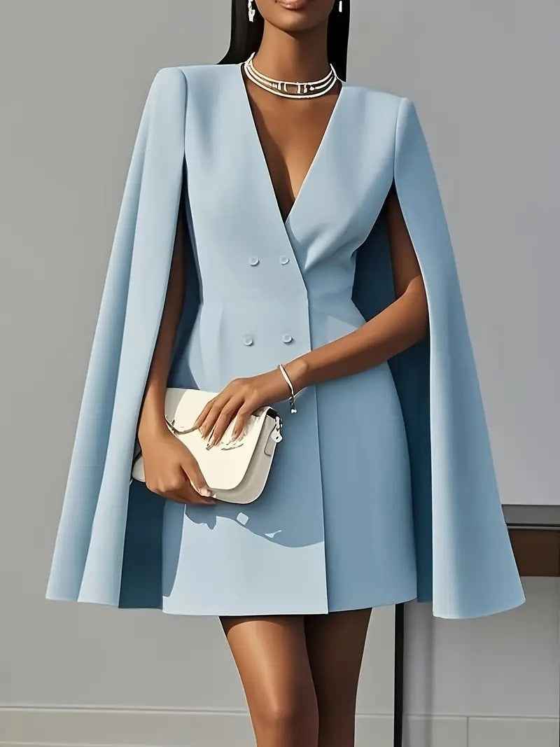 Commuter Double Breasted Shawl Cape Suit Dress