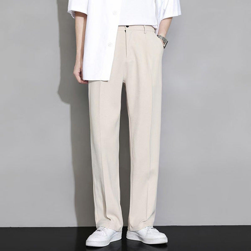 Trendy Ins Draping Design Wide-leg Pants Nine Points Khaki - D&A