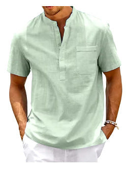 Summer New Men's Solid Color Stand Collar Short Sleeve Polo Shirt CT3968 - D&A