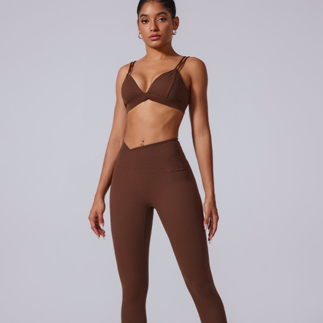 Women's Spaghetti Strap Bra Deep V Versatile Cross Sports Bra - D&A