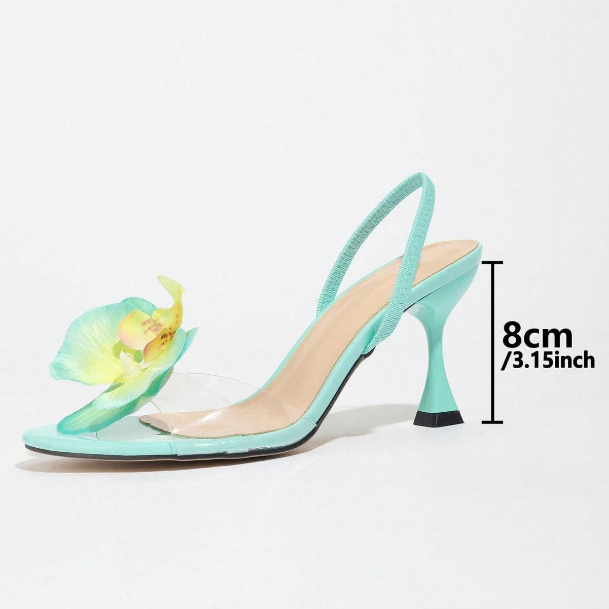 Women's Round Toe Three-dimensional Flower Back Strap Stiletto Heel Sandals - D&A