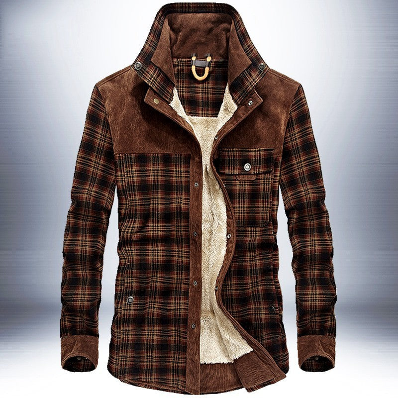 Winter Jacket Men Thicken Warm Fleece Jackets Coats Pure Cotton Plaid Jacket Military Clothes - D&A