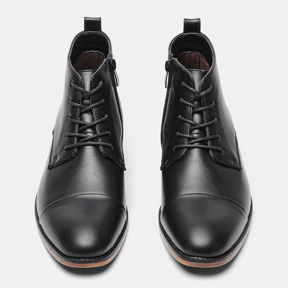 Plus Size Men's Chelsea Boots Inside Zipper Leather Boots - D&A