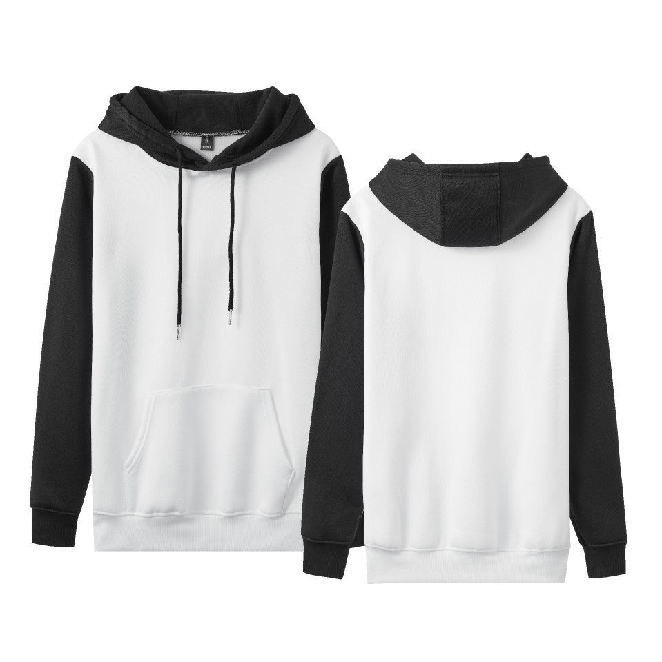 White Version Stitching Loose Casual Fleece-lined Cross-border Hoodie White With Black - D&A