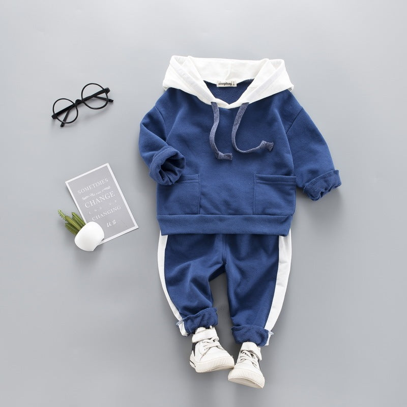Western style 1 year old baby sweater two-piece Royal blue - D&A