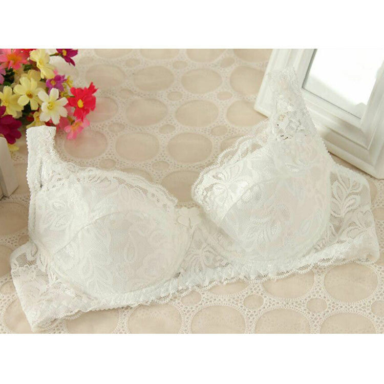 Thin, Breathable And Comfortable Lace Gather Bra Adjustable Bra White - D&A