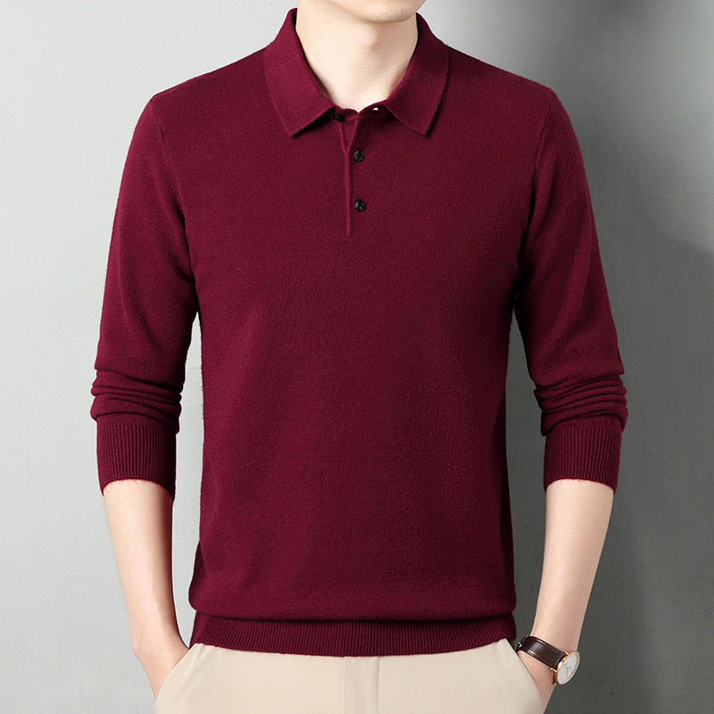 Winter Wool Lapel Long Sleeve Men Purplish Red - D&A
