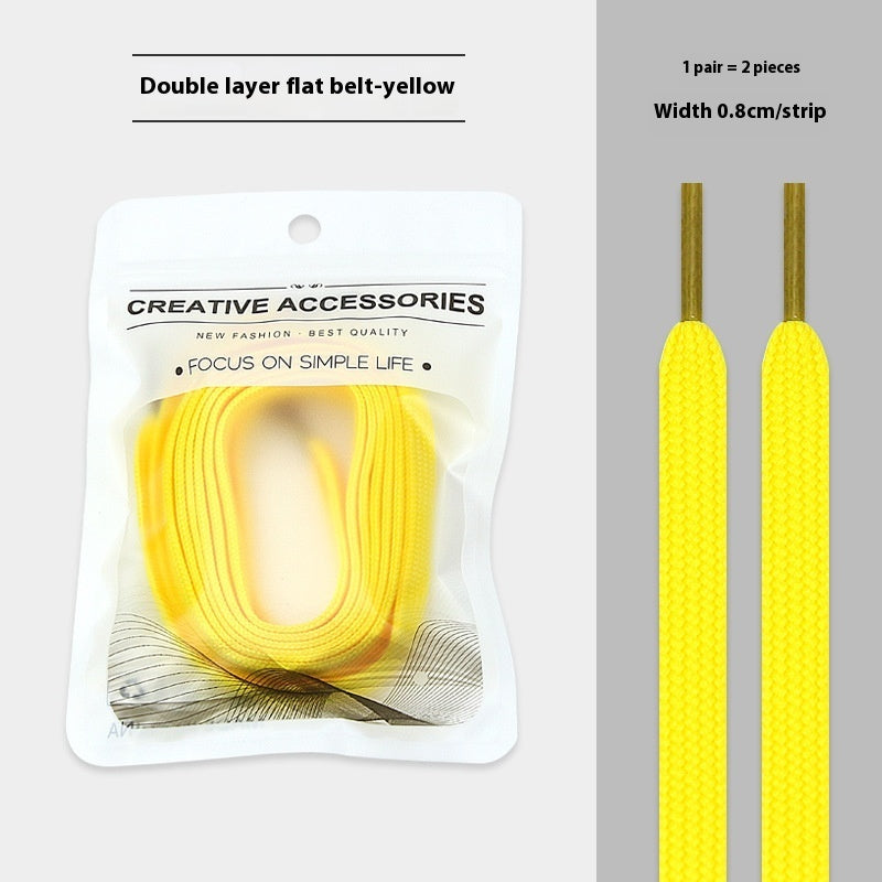 White Shoes Colorful Bandlet Shoelaces Yellow - D&A