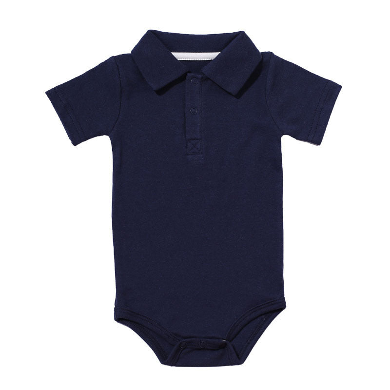 Lapel baby onesies Navy Blue - D&A
