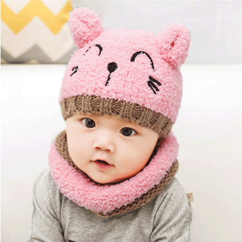 Wool scarf baby hat Pink - D&A