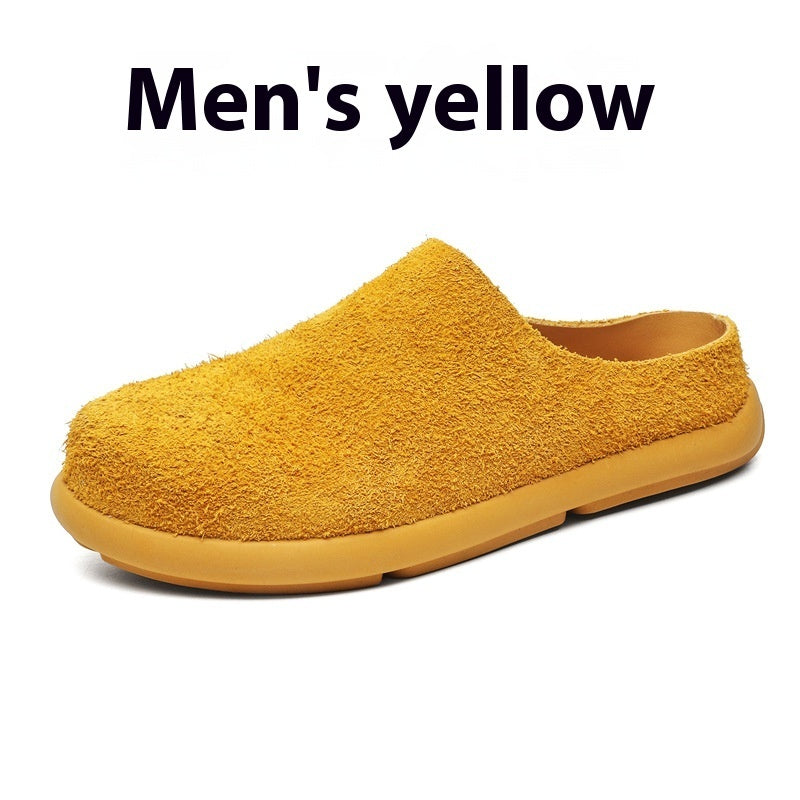 Outdoor Half Slippers Leather Shoes Yellow - D&A
