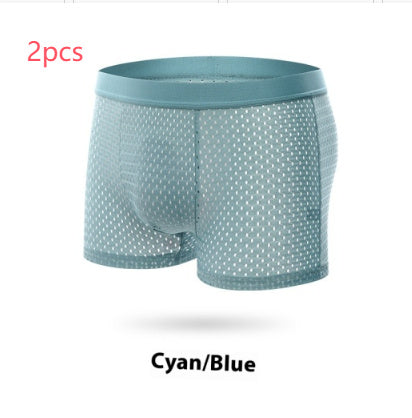 Ice Silk Mesh Men's Underwear Lake Blue 2pcs - D&A