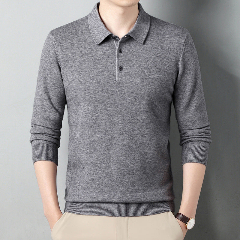 Winter Wool Lapel Long Sleeve Men Medium Gray - D&A