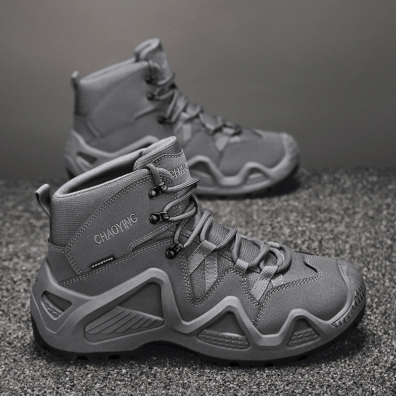 High-top Tactical Shoes Wear-resistant Desert Boots Outdoor New Combat Boots Gray - D&A