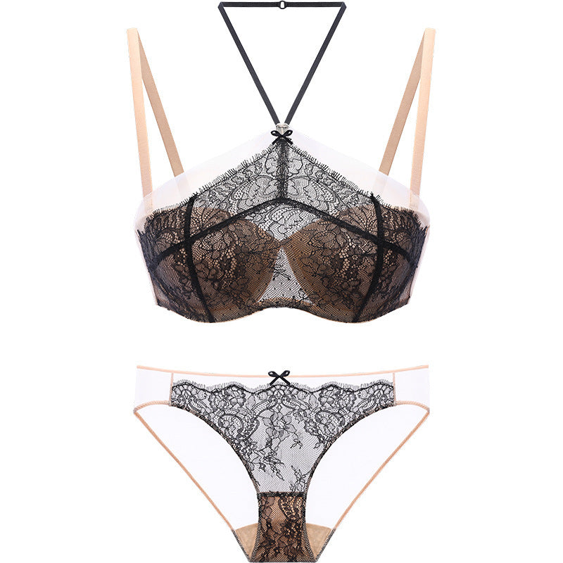 Sexy lace bra tube top bra set Black - D&A
