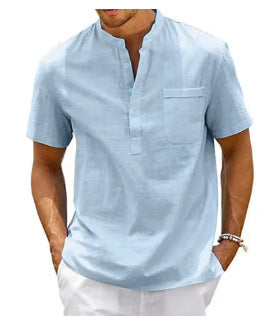 Summer New Men's Solid Color Stand Collar Short Sleeve Polo Shirt CT3967 - D&A