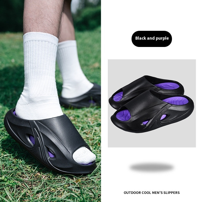 Men's Slippers Home Outdoor Non-slip Deodorant Soft Bottom Black And Purple - D&A