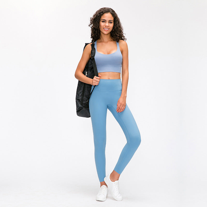Sports bra fitness shockproof running bra without steel ring Blue - D&A