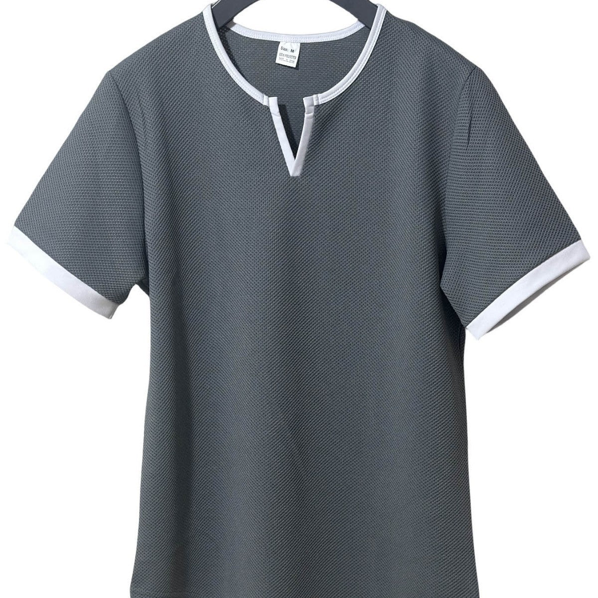 Color-block V Neck Outdoor Sports Waffle T-shirt - D&A