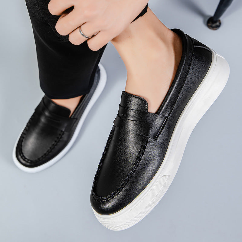 Men's Shoes British Style Summer Breathable Gommino Black And White - D&A