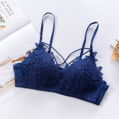 Lace gathered bra Blue - D&A
