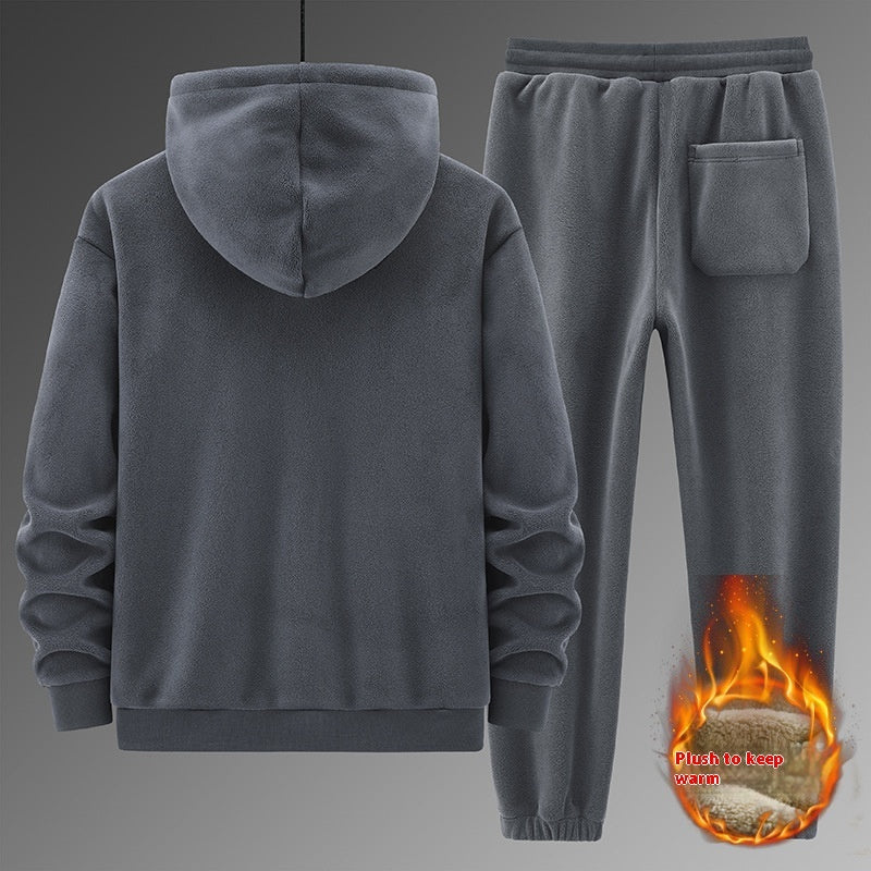 Cashmere Hooded Sweater Cotton Pants Casual Warm Keeping Sports Suit - D&A