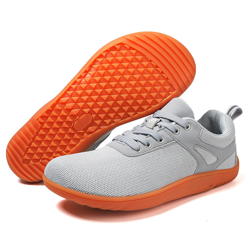 New Wide-toe Running Sports Soft Bottom Indoor Bare Feet Casual Shoes Flying Woven Breathable Mesh Shoes Light Gray - D&A