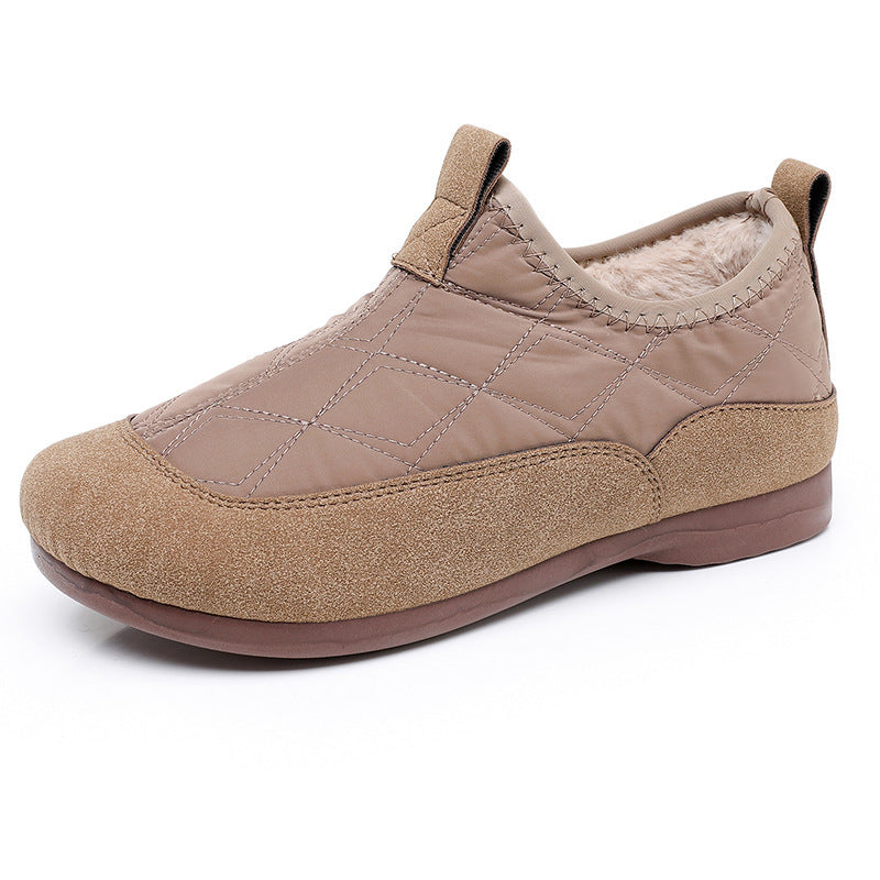 Winter Cloth Shoes For Women Plus Velvet Soft Bottom One Pedal Cotton Shoes Warm Flat Bottom Gommino - D&A