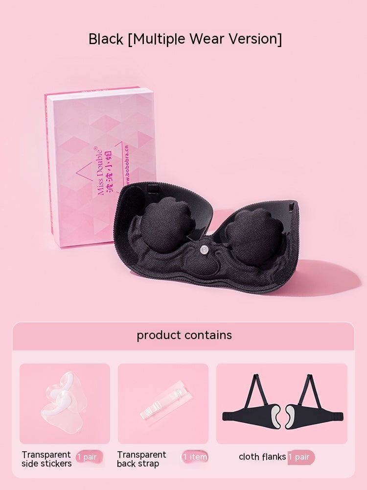 Inflatable Invisible Nude Bra Non-slip Push Up Bra Black Multi Wear Edition - D&A