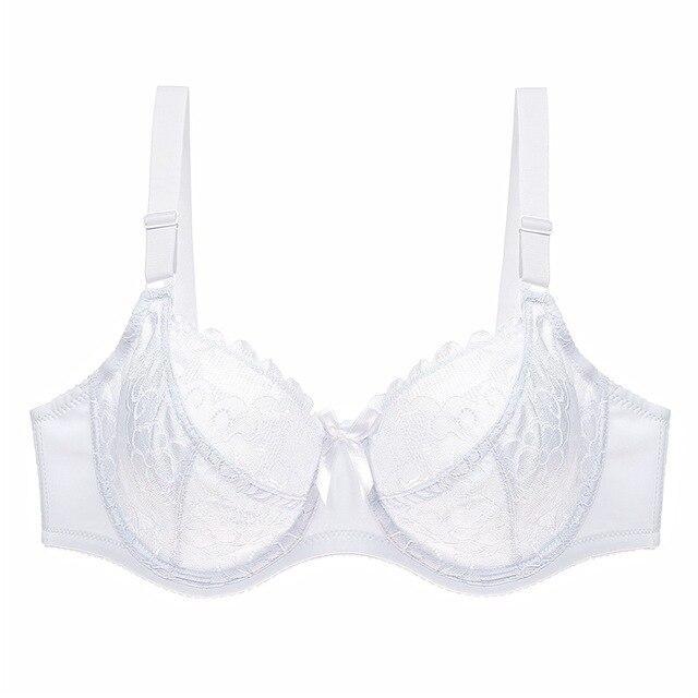 Pure color bra lace women's plus size bra underwear White - D&A