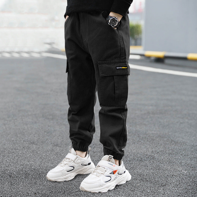 Children's Trousers Summer Style Large Children's Overalls Black - D&A