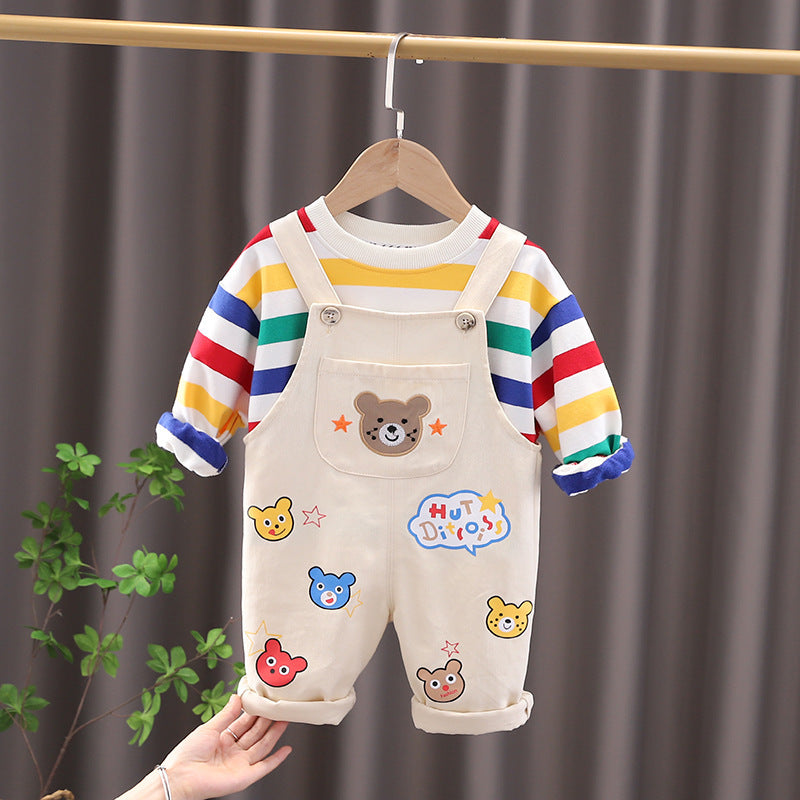 Boys' Top Overalls Suit Beige - D&A