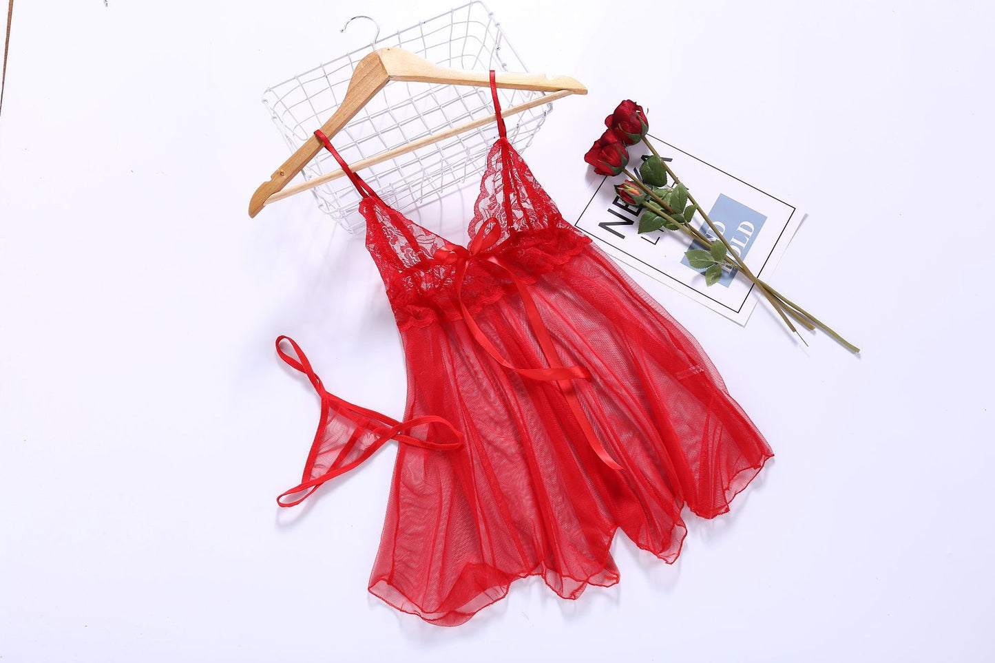 Sexy Lingerie Sexy Lingerie Front Slit Nightdress Red - D&A