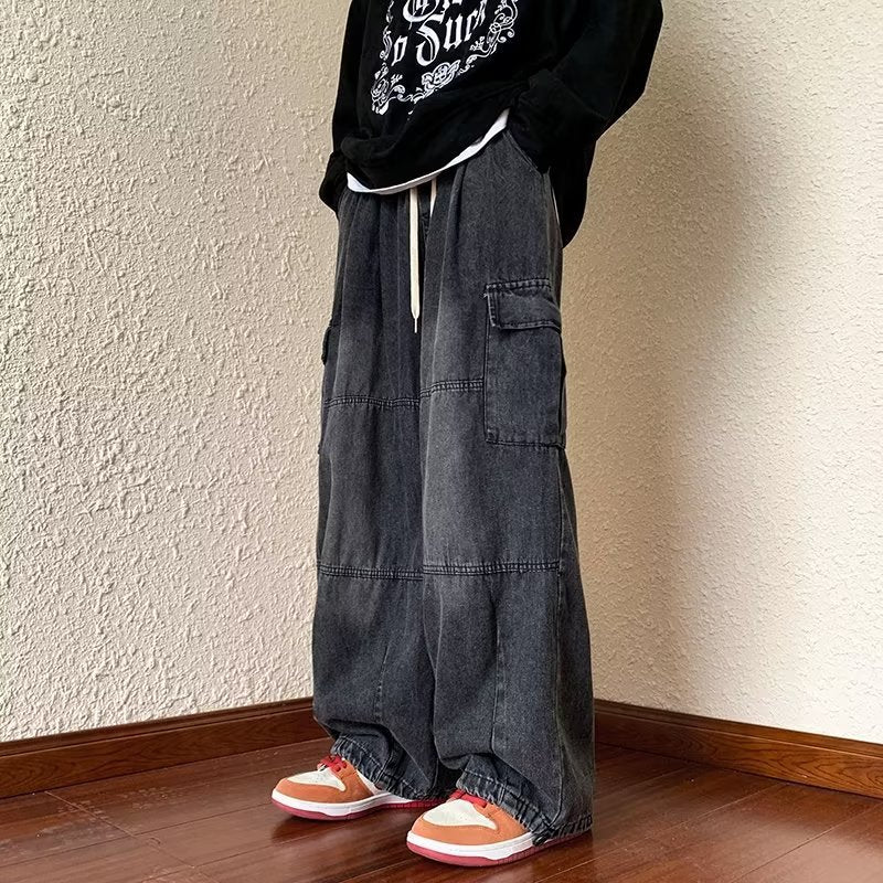 Straight Jeans Men's Spring New Korean Style Black And Gray - D&A